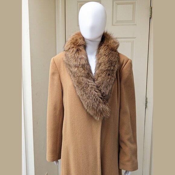 Vint. MARVIN RICHARDS 100% Lambswool Maxi Coat w/ Fox Fur Collar - Picture 3 of 9